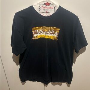 American Apparel Black Sausage Fest Graphic Tee with Yellow & Brown Chest Print